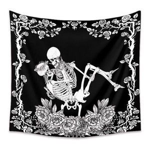 Kissing Skeletons Wall Hanging Tapestry Dark Gothic Love